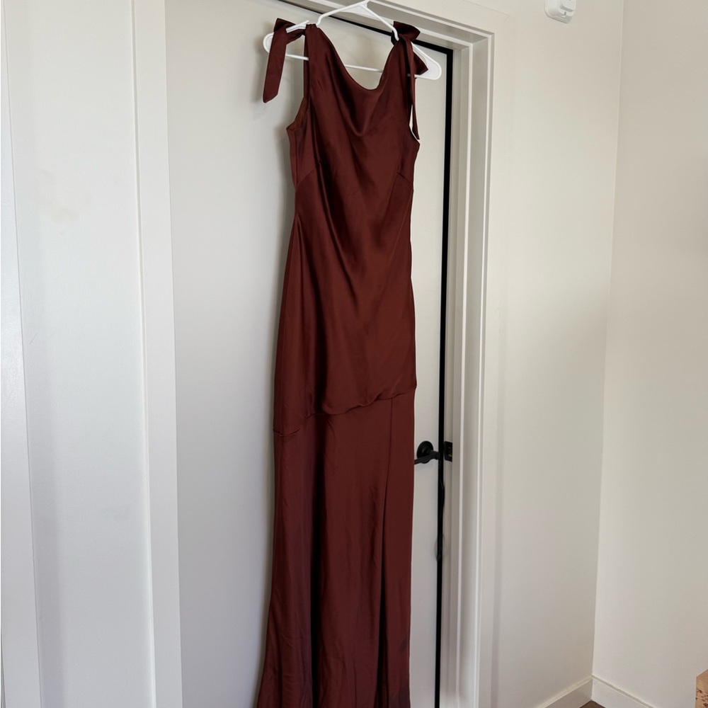 Revelry Burgundy Tie Strap Wedding Dress